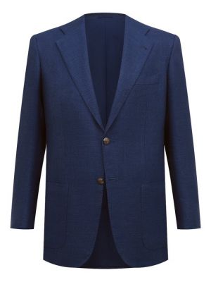 Кашемировый льняной пиджак Kiton синий