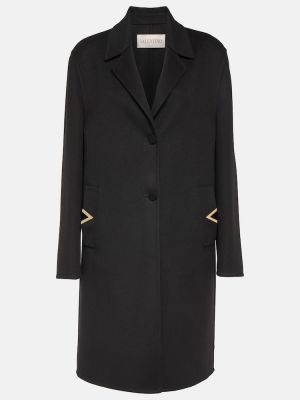 Abrigo de lana de cachemir con estampado de cachemira Valentino negro