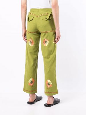 Květinové rovné kalhoty Bode zelené
