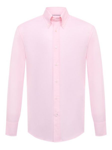 Хлопковая рубашка Brunello Cucinelli розовая
