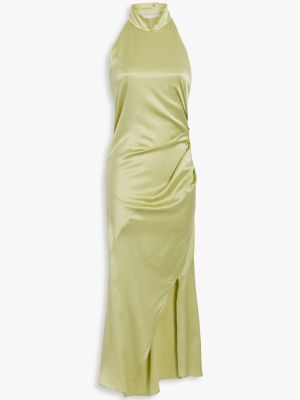 Атласное платье миди с драпировкой Helmut Lang зеленое