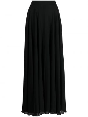Hedvábné plisovaná sukně s vysokým pasem Chanel Pre-owned - černá
