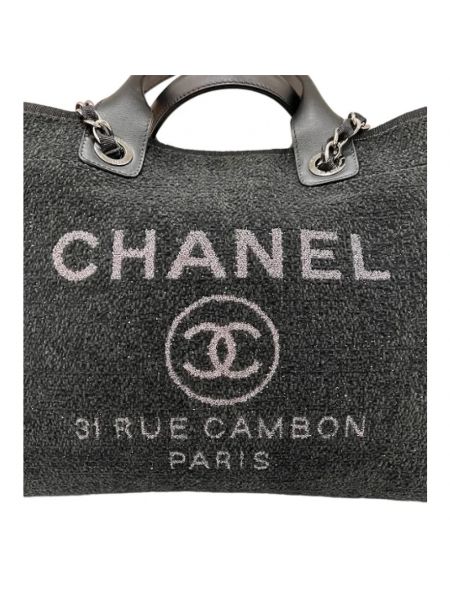 Bolso shopper de cuero Chanel Vintage negro