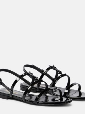 Sandali di pelle in pelle verniciata Saint Laurent nero