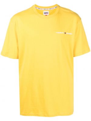 Kokvilnas t-krekls ar izšuvumiem Tommy Jeans dzeltens