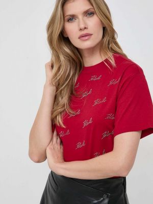 Koszulka bawełniana bawełniana Karl Lagerfeld czerwona