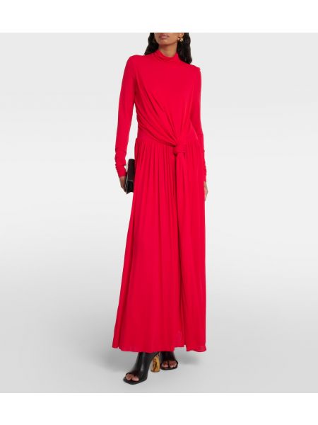 Длинное платье из джерси с драпировкой из крепа Proenza Schouler красное
