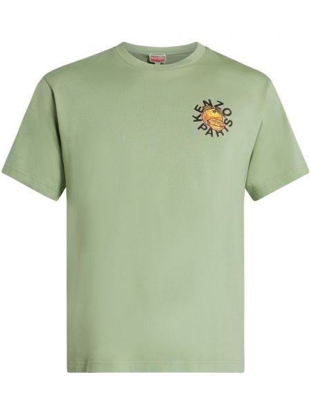 Bavlněné tričko s potiskem Kenzo zelené