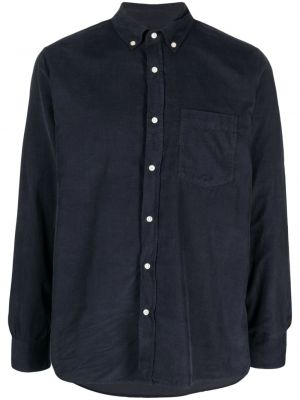 Πουπουλένιο πουκάμισο κοτλέ με κουμπιά στον γιακά Officine Generale μπλε