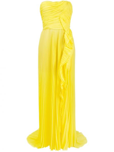 Vestido de noche con escote pronunciado drapeado Ermanno Scervino amarillo