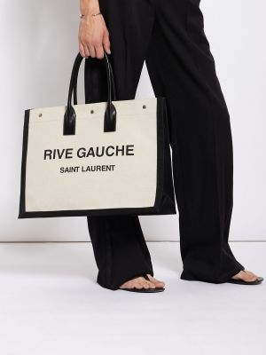 Kožená nákupná taška Saint Laurent béžová