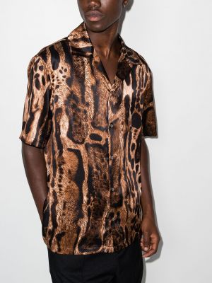 Camisa de seda con estampado leopardo Edward Crutchley marrón