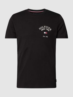 Koszulka bawełniana z nadrukiem Tommy Hilfiger czarna