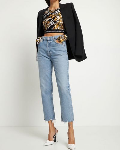 Tričko Versace Jeans Couture fialová