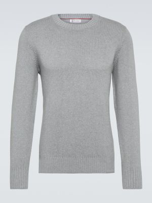 Памучен пуловер Brunello Cucinelli сиво