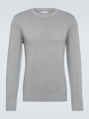 Maglione di cotone Brunello Cucinelli grigio