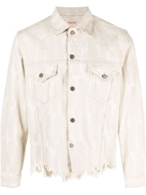 Žakárová džínová bunda z peří Kapital bílá