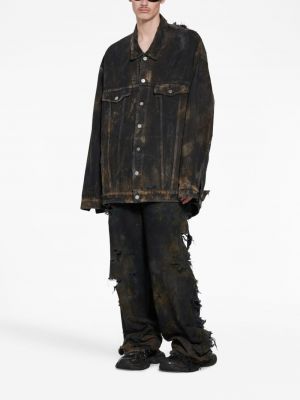 Džínová bunda s oděrkami bez podpatku Balenciaga černá