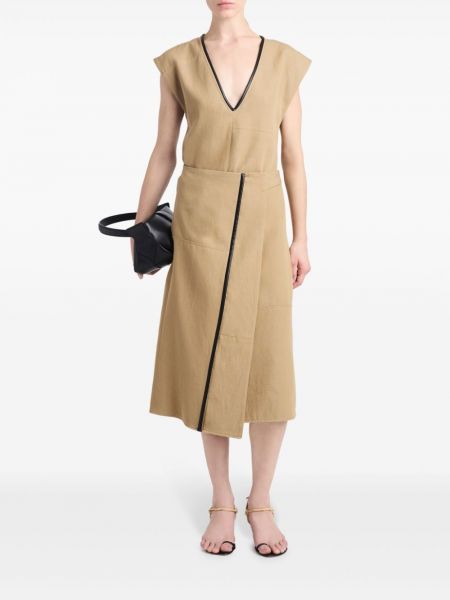 Kleid aus baumwoll mit v-ausschnitt Proenza Schouler beige