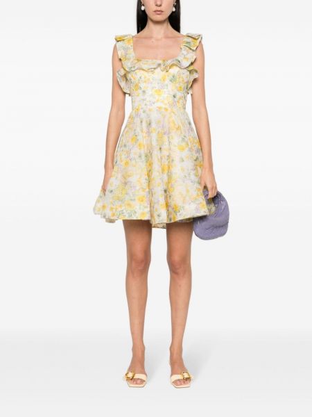 Sukienka mini z falbankami Zimmermann żółta