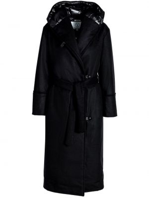 Kapucnis gyapjú kabát Norwegian Wool fekete