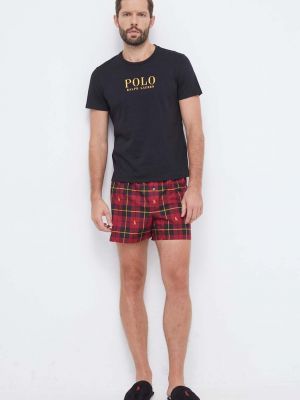 Pamučna pidžama s printom Polo Ralph Lauren crna