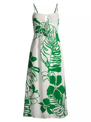 Платье миди в цветочек с принтом Faithfull The Brand зеленое