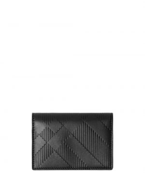 Černá kostkovaná kožená peněženka Burberry