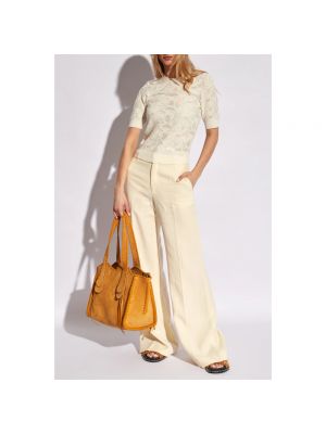 Pantalones de lino plisados Chloé beige