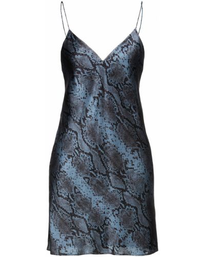 Modré saténové mini šaty s potiskem Cami Nyc