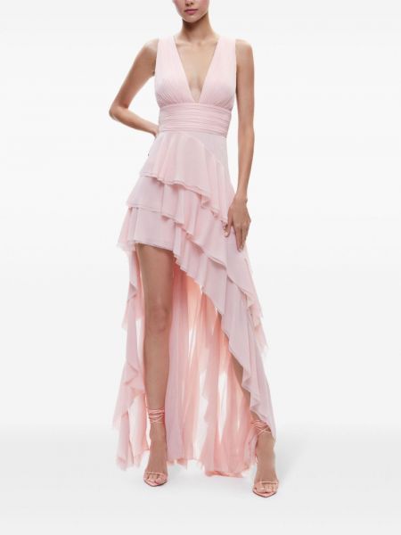 Asymetrické koktejlové šaty Alice + Olivia růžové