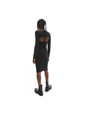 Sukienka mini z dekoltem w serek z długim rękawem Calvin Klein Jeans czarna