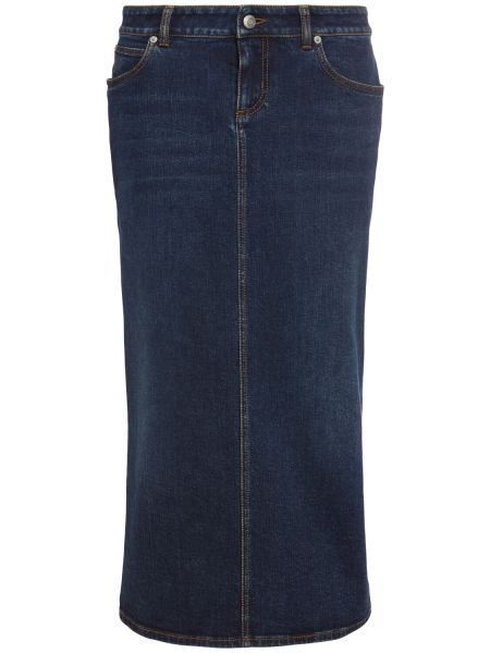 Fustă din denim Alexander Mcqueen albastru