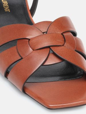 Sandale din piele Saint Laurent maro