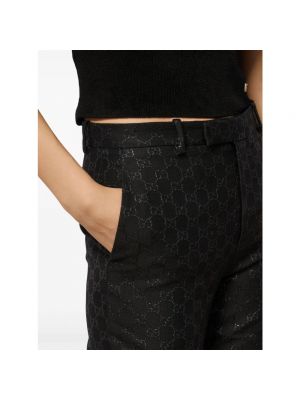 Pantalones con bordado de lana Gucci negro