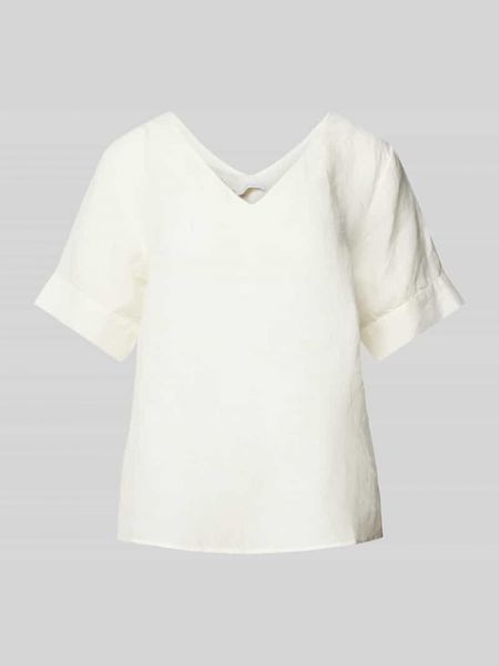 Lniana bluzka z dekoltem w serek Rich & Royal biała