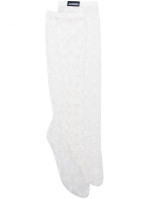 Čipkované kvetinové ponožky Jacquemus biela