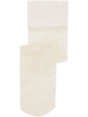 Прозрачни чорапи бродирани Ganni бяло