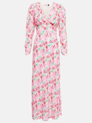 Sukienka midi w kwiatki Rixo różowa