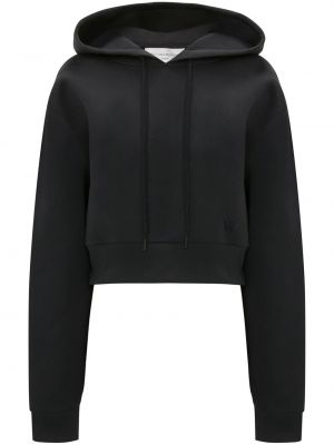 Pamučna hoodie s kapuljačom s vezom Victoria Beckham crna