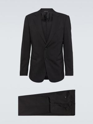 Volnena ukrojena obleka Giorgio Armani črna