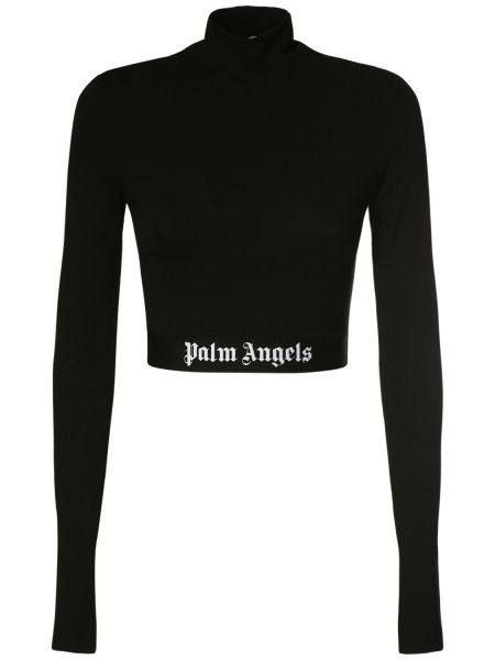 Crop top de tela jersey Palm Angels negro