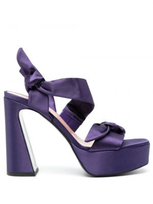 Sandály s mašlí na platformě Alberta Ferretti fialové