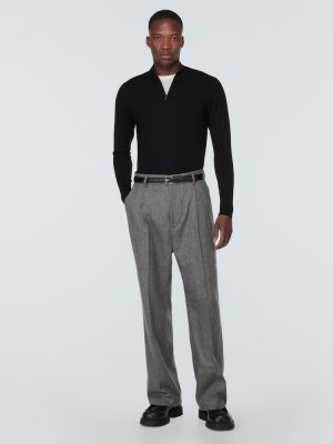 Jersey de lana con cremallera de tela jersey Sunspel negro