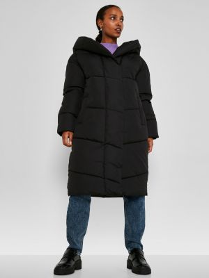 Oversized prošívaný kabát s kapucí Noisy May černý