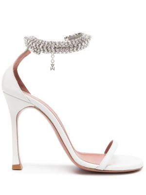 Sandały z kryształkami Amina Muaddi białe