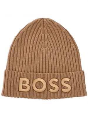 Haftowana czapka Boss brązowa