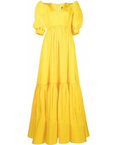 Vestido de noche con escote v Greta Constantine amarillo