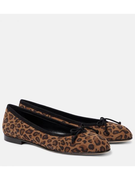 Leopard trykt semsket skinn ballerinasko Manolo Blahnik