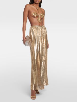 Maxi φούστα με ψηλή μέση από διχτυωτό Rabanne χρυσό